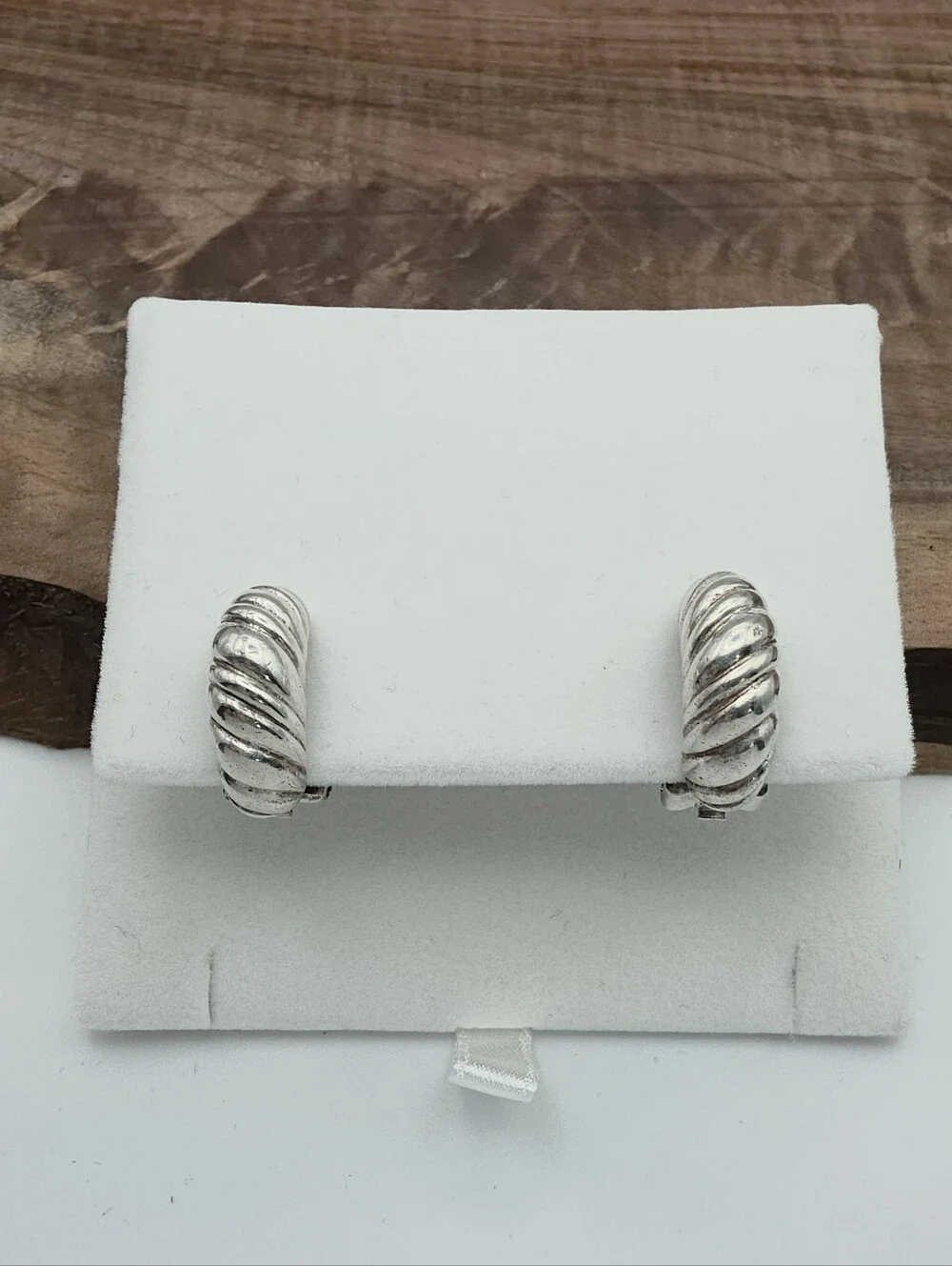 Vintage 80s Christian Dior 925 Sterling Silver Shell Shrimp Clip-On Earrings